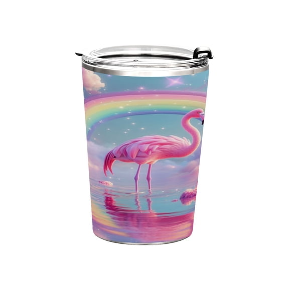 11oz Stainless Steel Tumbler with Straw, Double Wall Insulated Travel Tumbler Flamingo in The Water