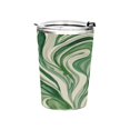 thumbnail image 1 of 11oz Stainless Steel Tumbler with Straw, Double Wall Insulated Travel Tumbler Green and White Swirling Lines, 1 of 8
