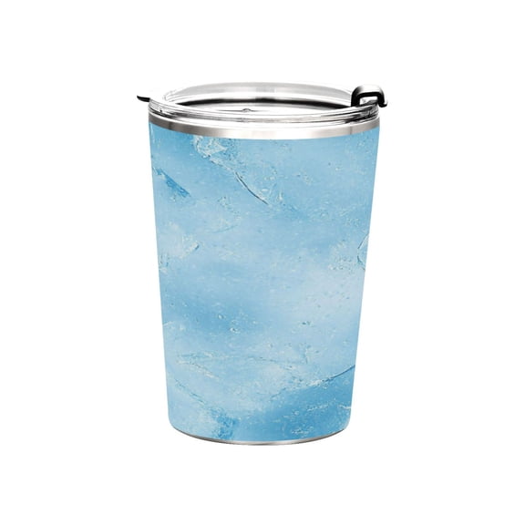 11oz Stainless Steel Tumbler with Straw, Double Wall Insulated Travel Tumbler Light Blue Icy Texture