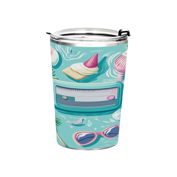 11oz Stainless Steel Tumbler with Straw, Double Wall Insulated Travel Tumbler Summer Elements