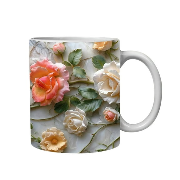 11oz Sublimation Ceramic Coffee Mug, Durable Dishwasher & Microwave Safe Cup with Large Handle, Handmade Printed Gift for Home or Office