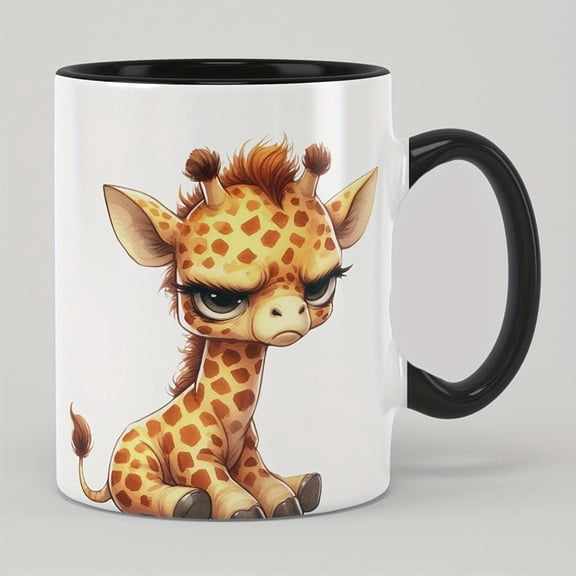 1pc 11oz Ceramic Coffee Mug with Handle Giraffe Design Cute Animal Print Hot Cold Drinks Ideal Holidays Birthdays and Special Occasions Coffee Bar Acc