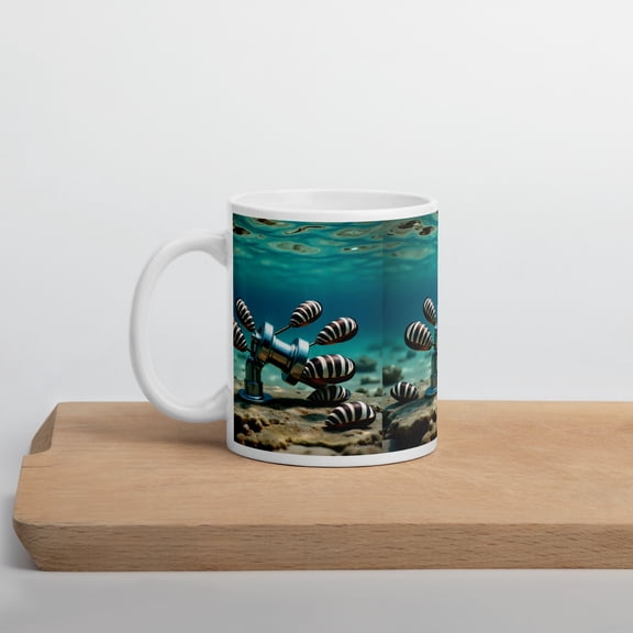 11oz Whimsical Underwater Musical Zebra Mussel Ceramic Mug