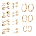 thumbnail image 1 of 11pairs Surgical Steel Earrings for Sensitive Ears Hypoallergenic 20G Flatback Heart Star Square Ball CZ Stud Earrings Small Cartilage Huggie Hoop Earrings 8/10/12MM for Women Men, 1 of 7
