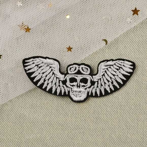 11pc Computerized Embroidery Cloth Iron on/Sew on Patches Costume Accessories Appliques Skull WhiteSmoke 31x78mm