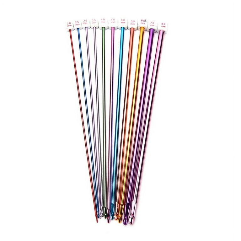 11pcs 10.6 multicolour Aluminum TUNISIAN / AFGHAN Crochet Hooks Needles 2-  8mm