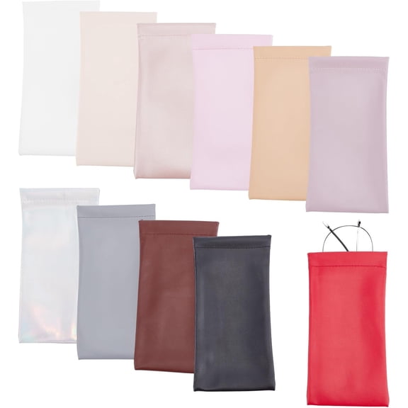 11pcs 11 colors Rectangle PU Imitation Leather Eyeglasses Pouch Portable Squeeze Top Soft Glasses Case Anti-scratch Glasses Bags Protector Mixed color 180x90x4.5mm 1pc/color