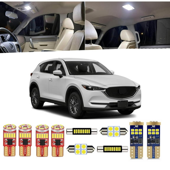 11pcs For CX-5 interior LED Lights Kit Super Bright LED Replacement Bulbs for Mazda CX-5 2013-2021 LED Dome Trunk License Plate