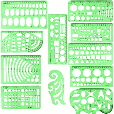 11pcs Geometric Drawing Stencils Set - Architectural Templates,Drafting Tools, Geometry Template, Designing and Building