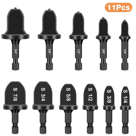 11pcs HVAC Repairing Set, Air Conditioner Copper Tube Expander, Manual Pipe Swage Expander Drill Bit with 1/4'', 3/8'', 1/2'', 5/8'', 3/4'', 7/8'' Bits