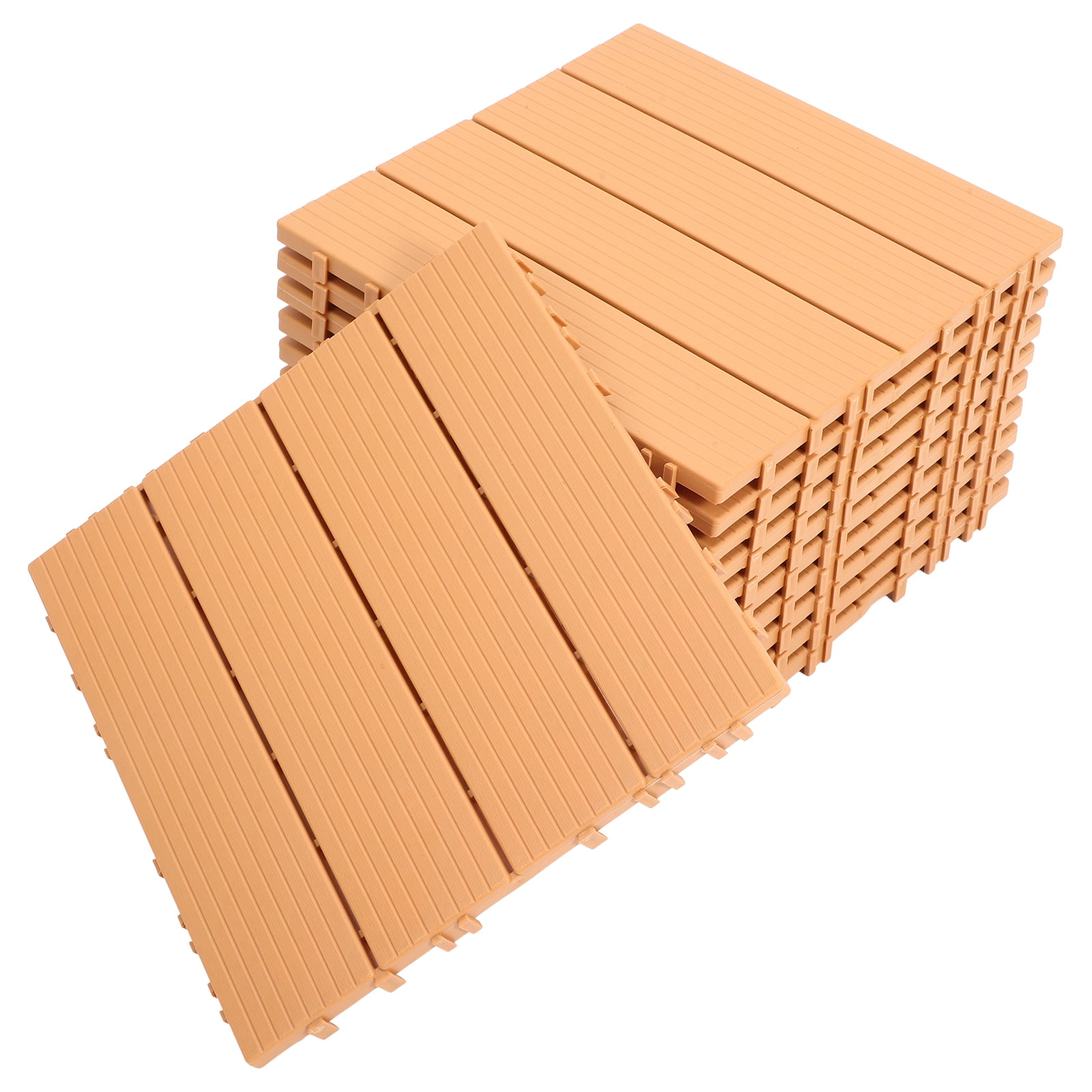 11pcs Imitation Wood Interlocking Decking Floor Interlocking Deck Tile ...