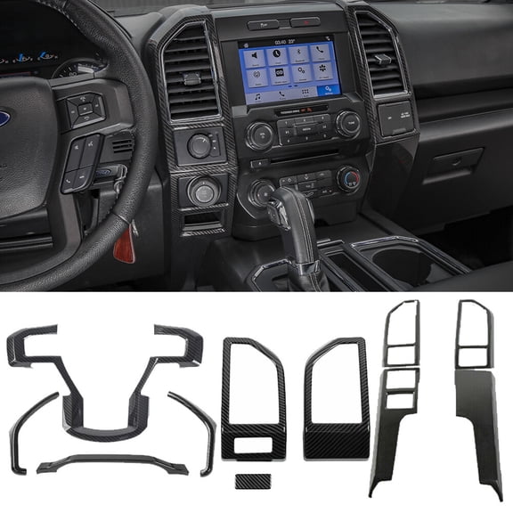 11pcs Interior Accessories Trim Kit Dash Decor Cover For Ford F150 2015-2020 ABS