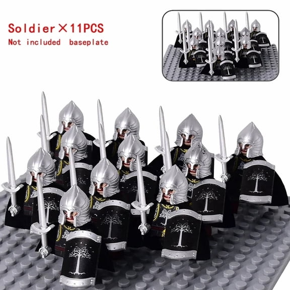 11pcs MOC Medieval Fantasy Building Blocks Set - Dwarf Elf Knight Figures with DIY LOTR Role-Play Props, Creative Castle Toy Gift for Fans Friends