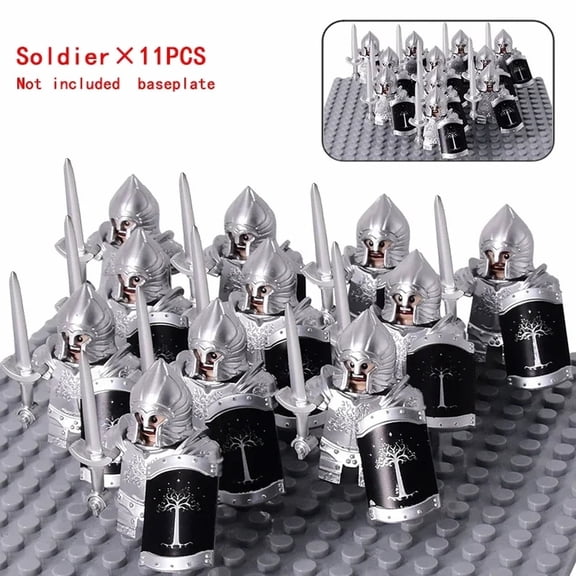11pcs MOC Medieval Fantasy Building Blocks Set - Dwarf Elf Knight Figures with DIY LOTR Role-Play Props, Creative Castle Toy Gift for Fans Friends