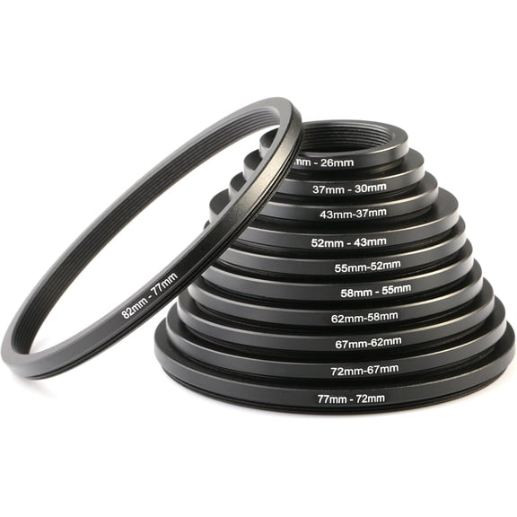 11pcs Metal Stepping Rings Step Up Ring Set, K&F CONCEPT 11 in 1 Step Down Ring Set Compatible with DSLR Cameras Lens
