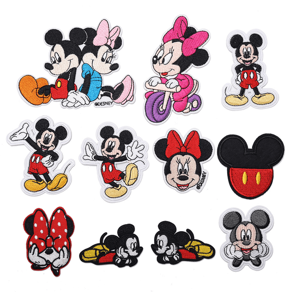 11pcs Mickey Cartoon Kids Embroidered Patches, Sew/Iron On Repair Applique Embroidery Patches for T-Shirt, Jackets, Jeans, Vests,Hats, Backpacks,Bags