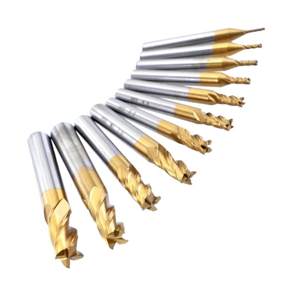 11pcs Milling Cutters 4 Flute End Mill Set 1.5 to 10mm CNC Router Bit for Wood Steel Milling