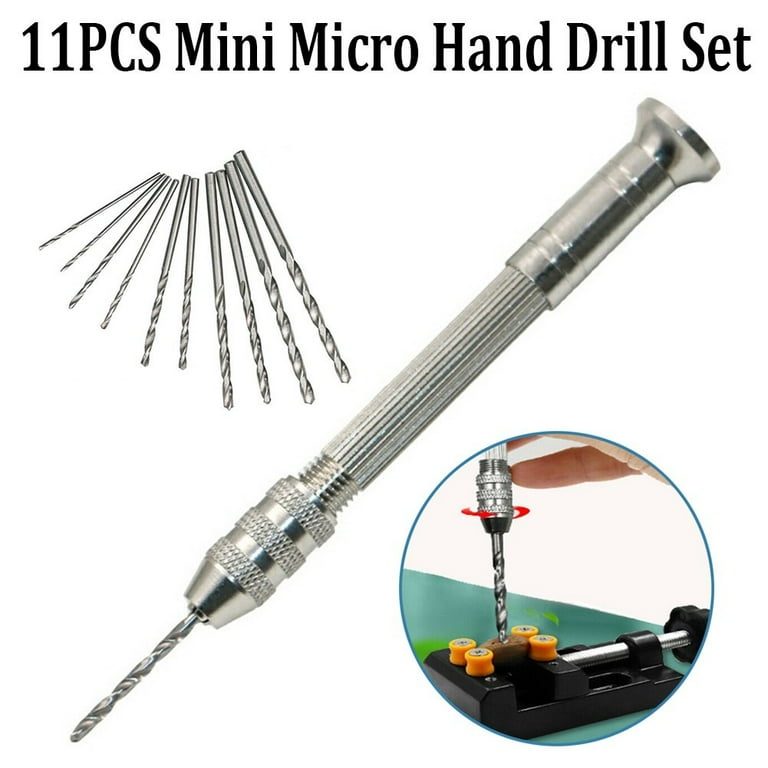 11pcs Mini Micro Hand Drill Chuck with 10pcs Drill Bit Jewelry Craft DIY Tool UK Walmart