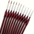thumbnail image 1 of 11pcs Premium Miniature Detail Paint Brush Set with Natural  Triangle Rod for Watercolor Oil Craft Models Line Drawing Great (Red), 1 of 7