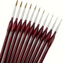 11pcs Premium Miniature Detail Paint Brush Set with Natural Triangle Rod for Watercolor Oil Craft Models Line Drawing Great (Red)