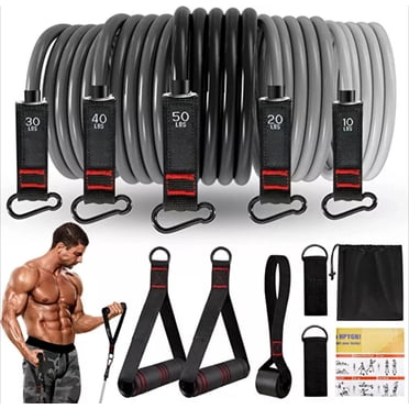 DH 11-Piece Resistance Bands Portable Set With Door Anchor – 150lb Resistance, Home Workout