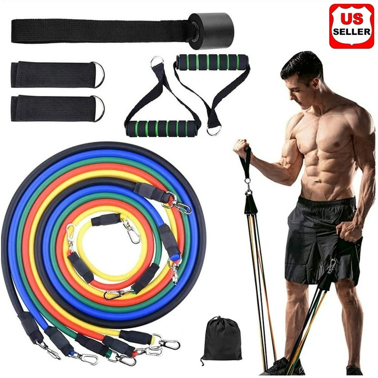 11pcs Resistance Bands Set Workout Fintess Exercise Tube Bands Door Anchor Ankle Straps Cushioned Handles with Carry Bags for Home Gym Travel Walmart
