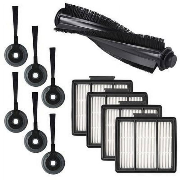 11pcs Side Brush (6)/ Main Brusch (1) / Hepa Filter(4) for Shark ION Robot RV700_N RV720_N RV750_N RV850 RV851WV RV850BRN/WV Vacuum Replacement Parts Fit # RVSBK950, Pack of 4
