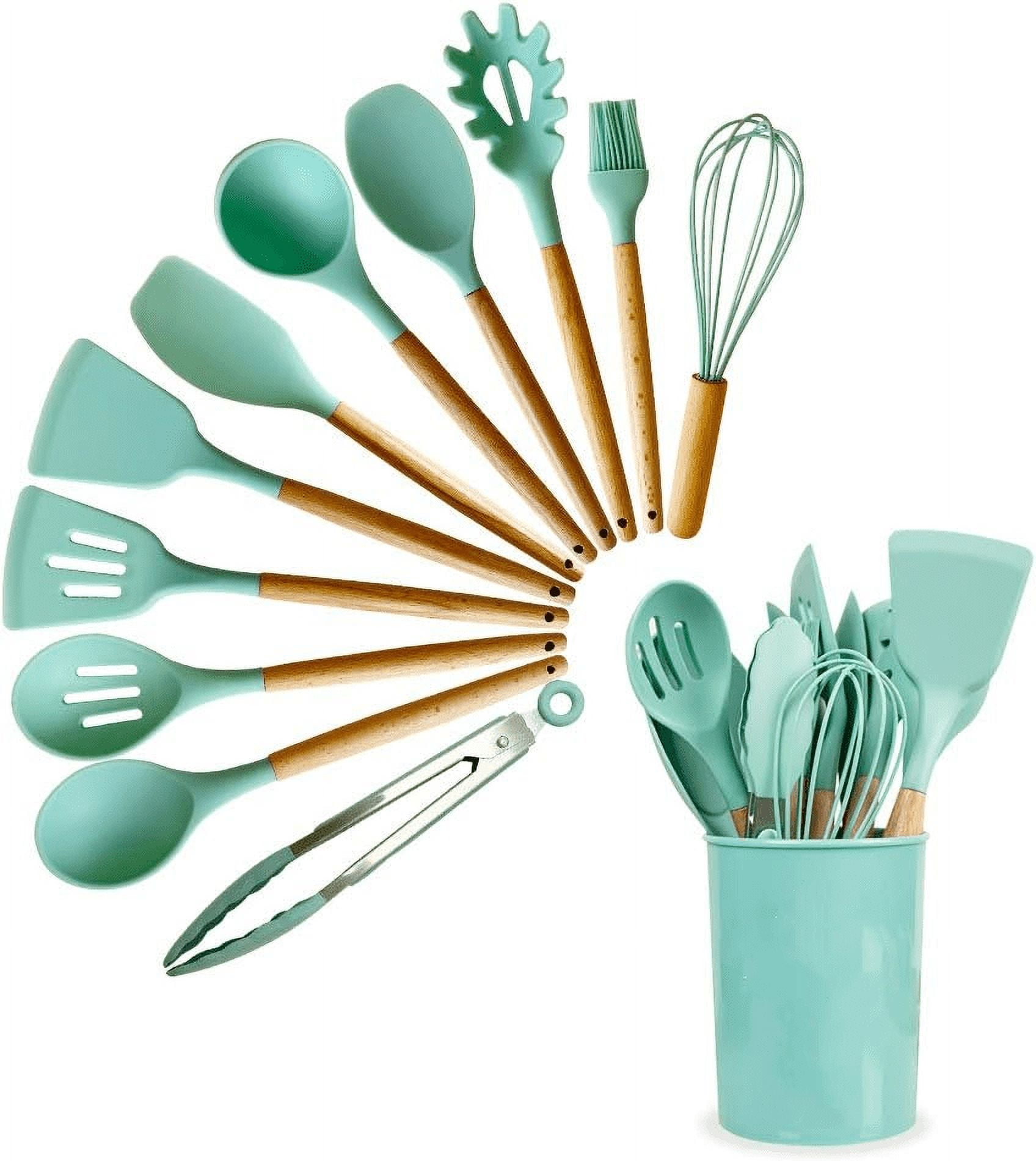 11pcs Silicone Cooking Utensil Set,BPA Free NonStick Silicone Cooking Kitchen Utensils with