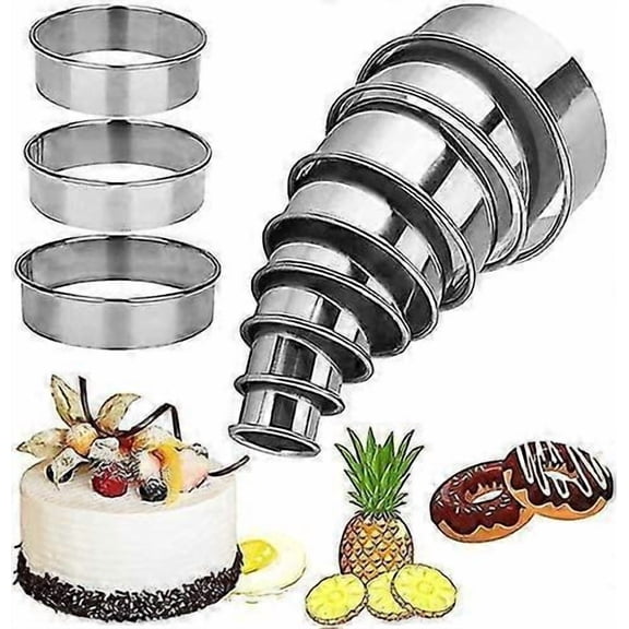 11pcs Stainless Steel Cookie Cutters Round Pastry Cutters For Cookies, Kitchen For Biscuits Sugar Paste Cakes Cutters 11 Different Sizes