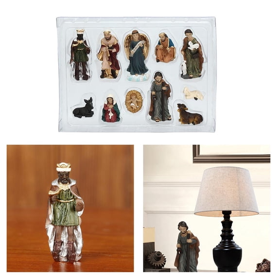 11pcs Statue Nativity Scene Jesus Manger Christmas Figurines Miniatures
