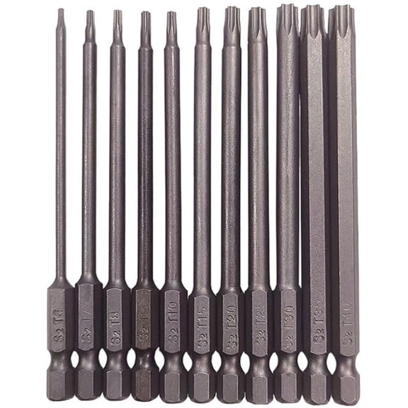 11pcs Torx- Screwdriver Drill Bit Set Magnetic Batch Head Star Bits T6-T40 For Electric Drill Wrench Screw Driver Bits 100mm