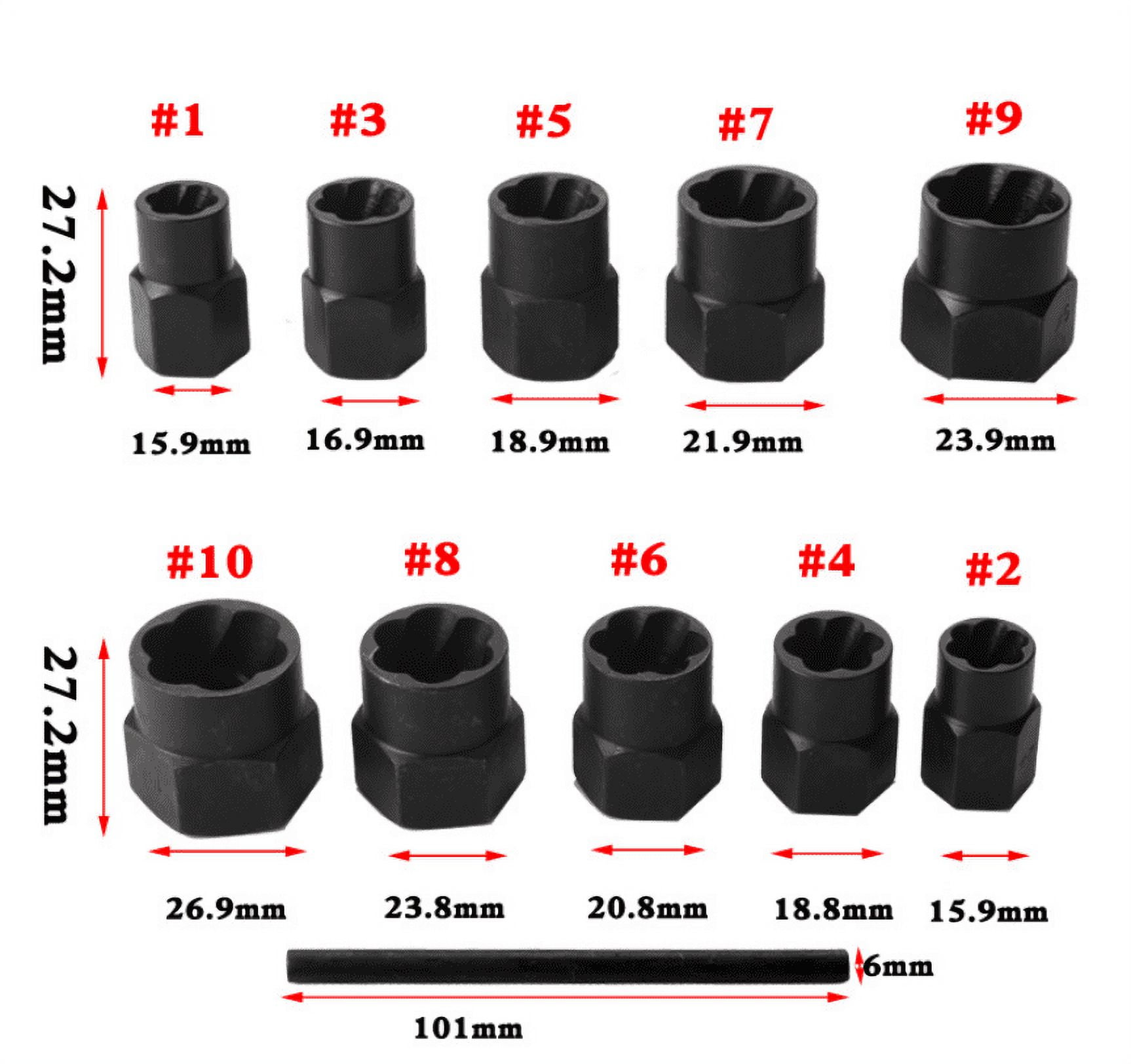 11pcs Twist Socket Set Damaged Lug Nut Lock Remover Extractor Tool 9