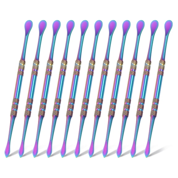 11pcs Wax Carving Tool 4.75" Double-Headed Stainless Steel Sculpture Tools Kit Modeling Engraving Sculpting Spoons for Clay Pottery Crafts Shaping, Multicolored Plated