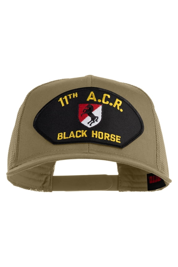 11th A.C.R. Black Horse Patched Solid Cotton Twill Mesh Prostyle Cap - Khaki OSFM