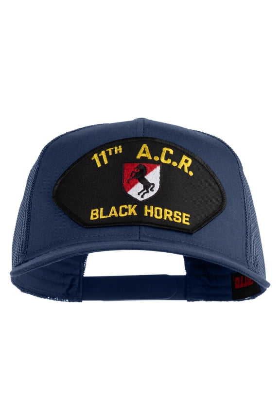 11th A.C.R. Black Horse Patched Solid Cotton Twill Mesh Prostyle Cap - Navy OSFM