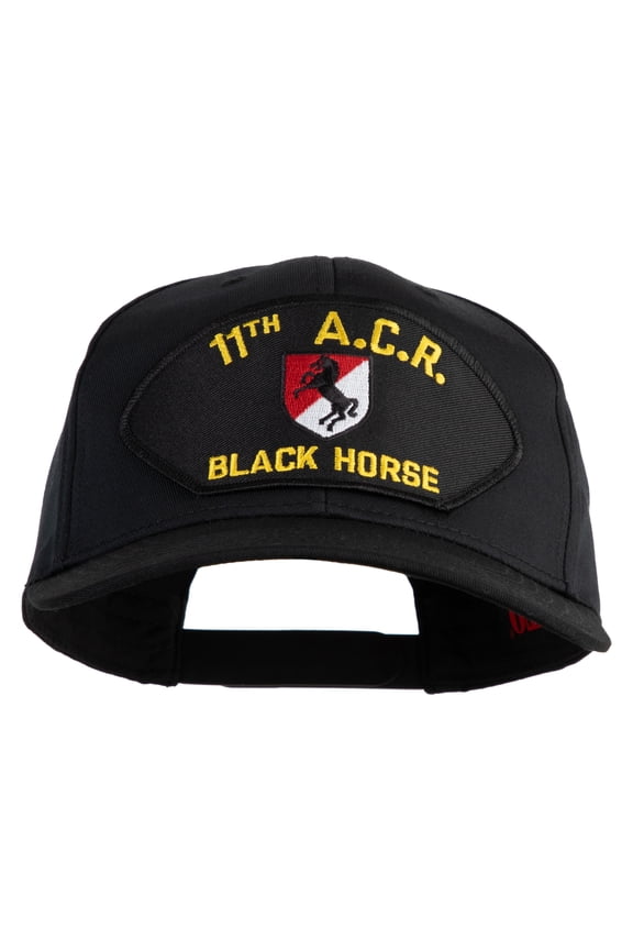 11th A.C.R. Black Horse Patched Solid Cotton Twill Pro Style Cap - Black OSFM