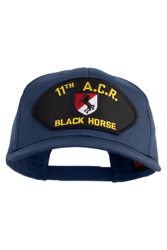 11th A.C.R. Black Horse Patched Solid Cotton Twill Pro Style Cap - Navy OSFM