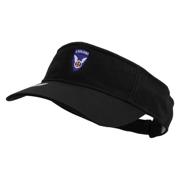 11th Airborne Division Embroidered Cotton Twill Washed Visor - Black OSFM