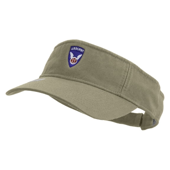 11th Airborne Division Embroidered Cotton Twill Washed Visor - Khaki OSFM