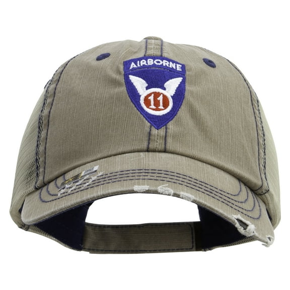 11th Airborne Division Embroidered Low Profile Special Cotton Mesh Cap - Khaki OSFM
