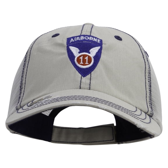 11th Airborne Division Embroidered Low Profile Special Cotton Mesh Cap - Putty OSFM