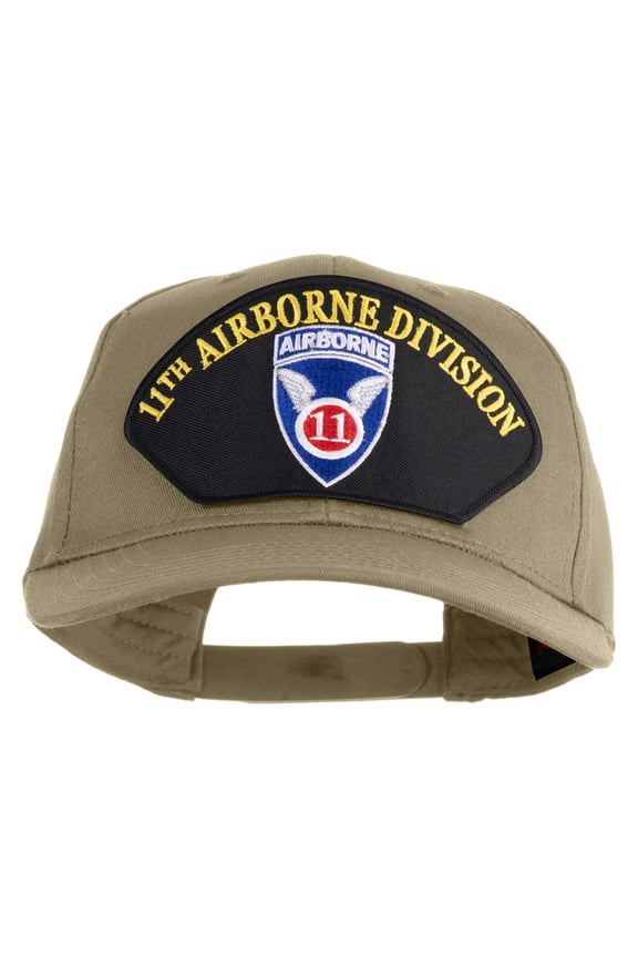 11th Airborne Division Patched Solid Cotton Twill Pro Style Cap - Khaki OSFM