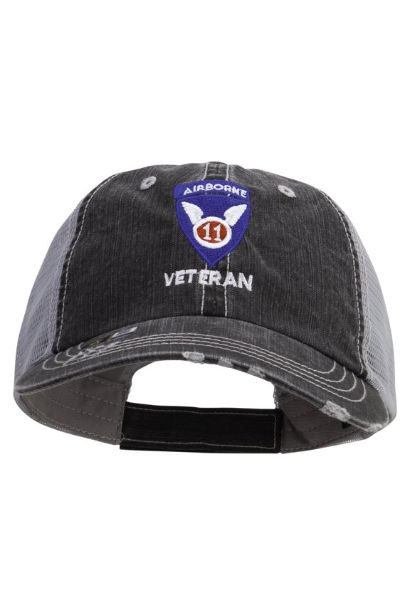 11th Airborne Division Veteran Embroidered Low Profile Special Cotton Mesh Cap - Black OSFM