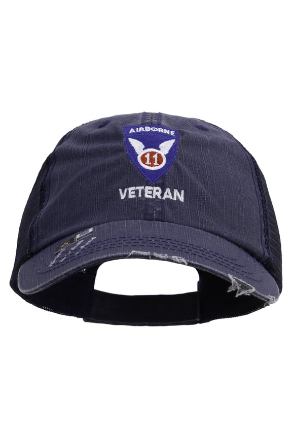 11th Airborne Division Veteran Embroidered Low Profile Special Cotton Mesh Cap - Navy OSFM