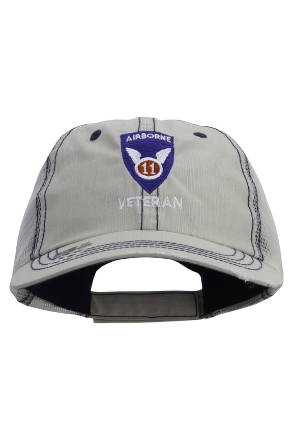 11th Airborne Division Veteran Embroidered Low Profile Special Cotton Mesh Cap - Putty OSFM