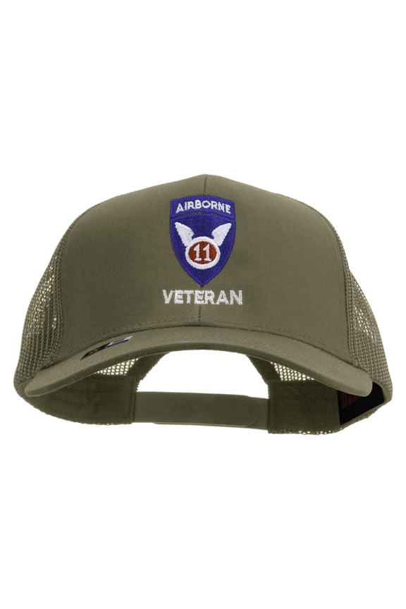 11th Airborne Division Veteran Embroidered Solid Cotton Twill Mesh Prostyle Cap - Khaki OSFM