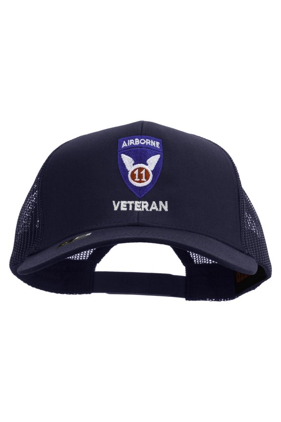 11th Airborne Division Veteran Embroidered Solid Cotton Twill Mesh Prostyle Cap - Navy OSFM