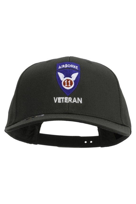11th Airborne Division Veteran Embroidered Solid Cotton Twill Pro Style Cap - Charcoal OSFM