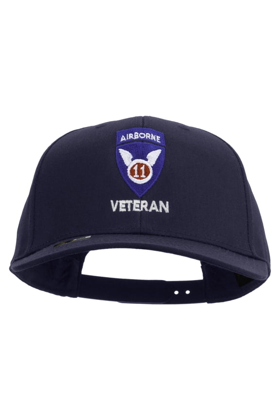 11th Airborne Division Veteran Embroidered Solid Cotton Twill Pro Style Cap - Navy OSFM