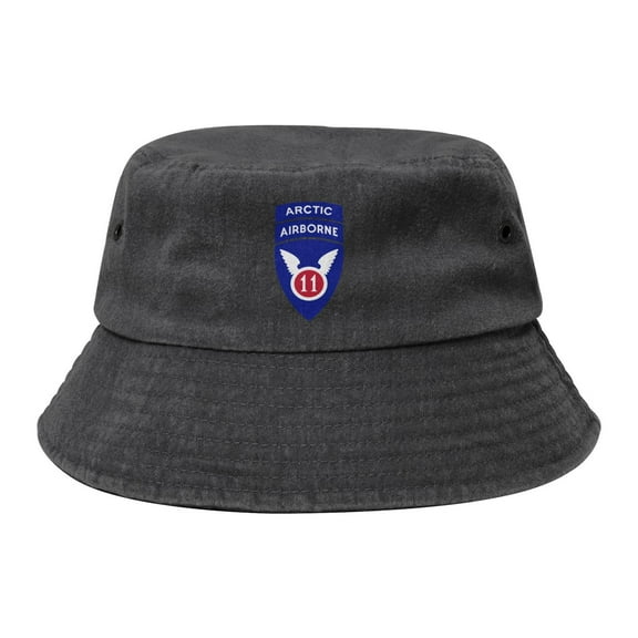 11th Airborne Division Washed Bucket Hat For Men Women Denim Bucket Hat Sun Hat Cowboy Fishing Beach Hat